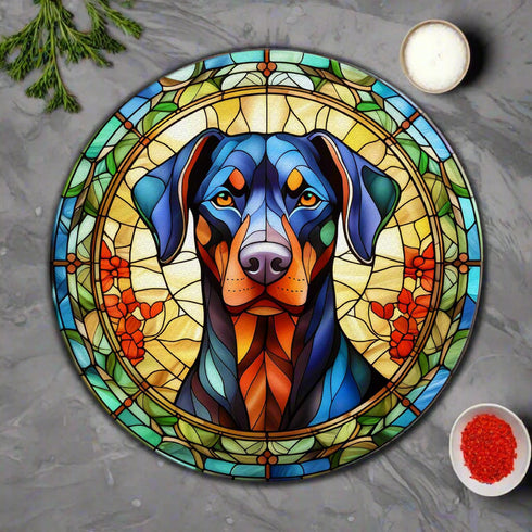 Doberman Glass Suncatcher Worktop Saver